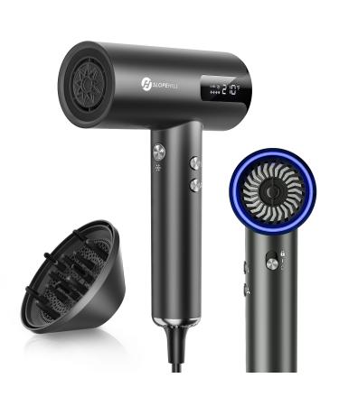 Hair Dryer - slopehill Professional Ioinc Hair Dryer Portable High-Speed Hairdryer Travel Blow Dryer Lightweight Digital HD Screen Concentrator & Diffuser Cool Shoot Button