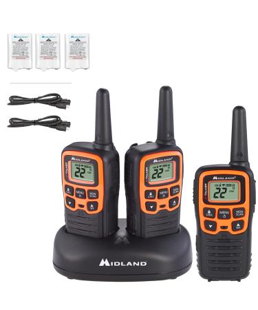 Midland - X-TALKER T51VP3, 22 Channel FRS Two-Way Radio - Extended Range, 38 Privacy Codes, NOAA Weather Alert (3 Pack) (Black/Orange)