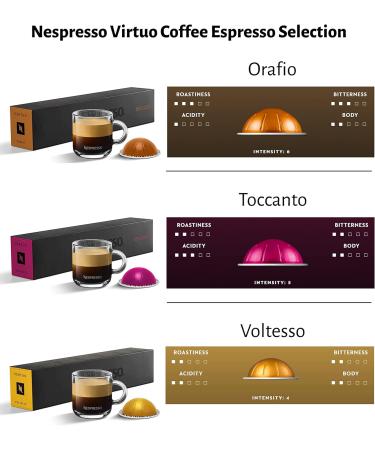 Nespresso Vertuo Coffee Capsules Espresso Selection - Orafio Toccanto Voltesso - 3 Boxes (30 Pods) Bundled with Border Biscuits & Giftable Tote Bag - Buy Online on SooperMarket.com