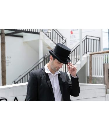 GEMVIE Men's 100% Wool Top Hat Satin Lined - Black Dress Hat 7 5/8 - Buy Online on SooperMarket.com