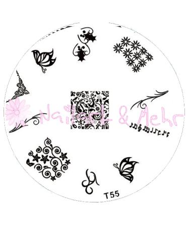 STAMPING STENCIL # T-55 Butterflies flowers tendrils