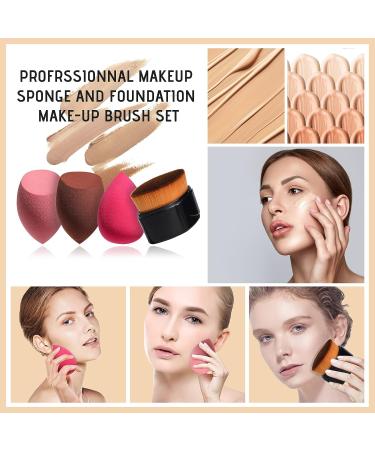 BS-MALL Foundation Makeup Brush Set with 3 Makeup Sponges - Synthetic Powder Cream Cosmetics Brushes for Face Magic Makeup - Buy Online on SooperMarket.com