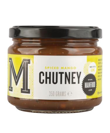Manfood Spiced Mango Chutney 350g | Chunky pieces of mango | Pairs well with Indian food | Slow cooked | Made in the UK