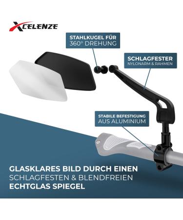 Xcel Rim Bicycle Mirror - Extra Large Impact-Resistant Glass for Handlebar | Perfect for E-Bikes | Foldable Left Return Mirror - Buy Online on SooperMarket.com