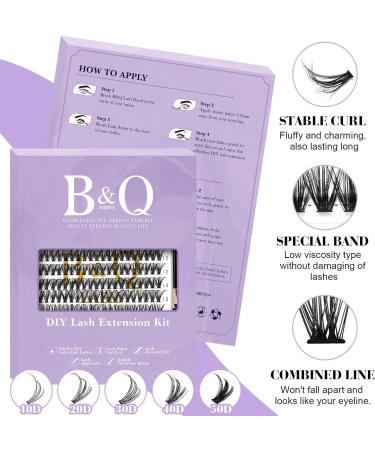 B&Q DIY Eyelash Extension Kit 280 PCS Cluster Lashes Kit C Curl 9-16mm - Lash Bond, Seal Remover & Applicators - Ultimate DIY Lash Extensions Kit - Buy Online on SooperMarket.com