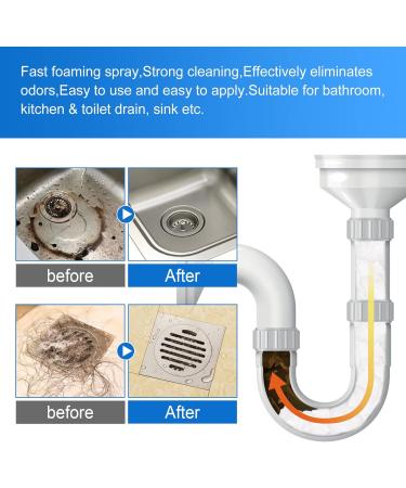Herios Drain Foam Cleaner Liquid Hair Drain Clog Remover & Cleaner Pipe Dredge Deodorant Foam Cleaner for Shower Sink Drains (2) - Buy Online on SooperMarket.com