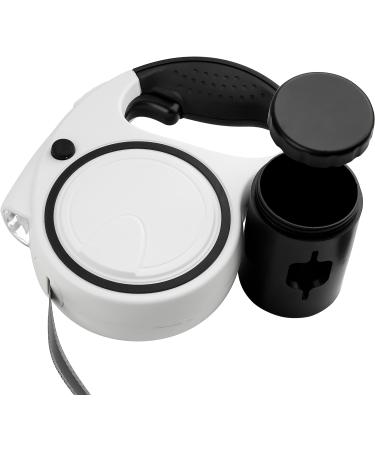 Ultra White Extendable Dog Lead with LED Light & Waste Bag Holder - 5m Retractable Leash for Large Dogs - Reflective & Strong Training Lead for Small, Medium, and Large Dogs - Buy Online on SooperMarket.com