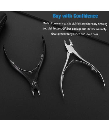 FERYES 1/2 Jaw Cuticle Cutters - Professional Stainless Steel Nail Cuticle Clippers in Black - Buy Online on SooperMarket.com