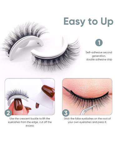 3 Pairs Reusable Self-Adhesive Eyelashes - Waterproof & Natural Look - Easy to Apply - Buy Online on SooperMarket.com