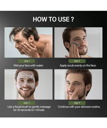 Men's Face Scrub Bamboo Charcoal Salicylic Acid Face Exfoliant Facial Peeling Improves Blackheads Acne Clogged Pores Cleansing Oil Control Pre-shave Care for Men with Facial Cleansing Brush - Buy Online on SooperMarket.com
