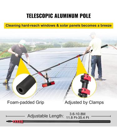 Window Cleaning Pole photovoltaic cleaner Window Cleaning Poles Water Fed Pole Kit Water Fed Cleaning System 3-In-1 Aluminum Outdoor Window Cleaner Water Fed Brush W/Squeegee 55cm Brush Head 4M/13FT - Buy Online on SooperMarket.com