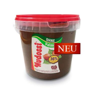 Nudossi hazelnut nougat cream with 36% hazelnuts (without palm oil) in bucket UTZ MB Bucket UTZ MB 1.25 kg