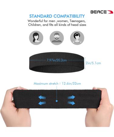 BEACE Sweatbands - Moisture Wicking Headband for Tennis, Basketball, Running - Unisex Sports Sweatband in Black/White/Gray - Buy Online on SooperMarket.com