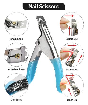 Kalolary Dual Nail Forms Set | 120PC Stiletto Nail Tips + 10 Blue Nail Clips Nail File & UV Gel Brush for Professional Nail Art Extension - Buy Online on SooperMarket.com