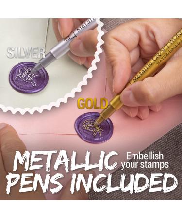 Wax Stamp Kit - 16 Colors Quick Melt Wax Gun with Seal Heads & Metallic Pens - Perfect for Wedding Invites & Christmas Letter Sealing - Buy Online on SooperMarket.com