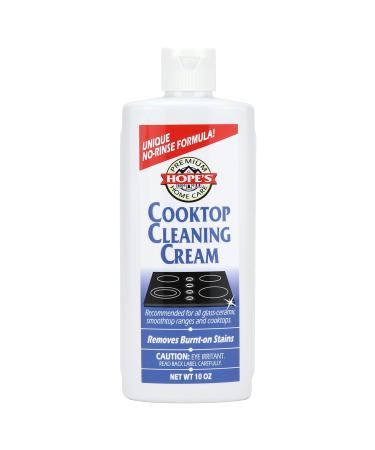 Hope's Cooktop Cleaning Cream, Ceramic Glass Stove Top Cleaner and Polisher, Removes Burnt-on Stains Without Rinsing, Fast-Acting Formula, 10 Fl Oz Pack of 1