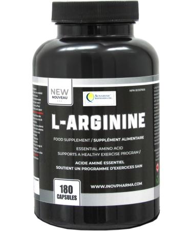 Arginine capsules 500mg 180 count vegan friendly vasodilator helping muscles heart and blood circulation