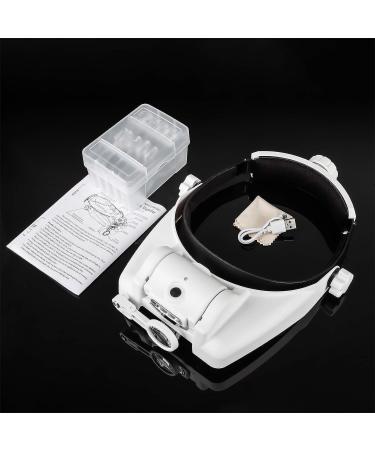 Headband Magnifier with LED Light 1X to 14X  SUNJOYCO Handsfree Head Mount Magnifying Glass Visor Headset Loupe Tools for Professional Jewelry Close Work Sewing Crafts Reading Repair  with 5 Lenses - Buy Online on SooperMarket.com