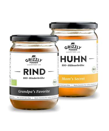 Biological bone broth (6x500ml) Set: 3xrind + 3xhuhn Long cooked Valuable nutritional values Bone broth Bone broth beef + chicken 500 ml (6 Pack)
