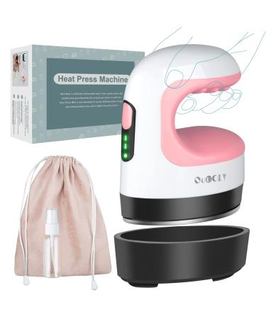 QuuCLY Mini Heat Press Machine  Mini Irons for Crafts Portable Heat Press Easy for T-Shirts  Shoes  Hats and Small HTV Vinyl Projects Transfer(Pink)