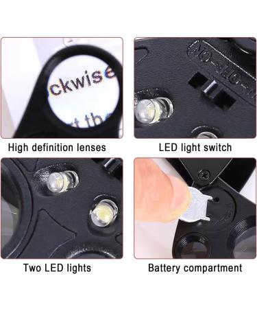 Gift2U Jewelers Eye Loupe 2 Lens 30X 60X Black White Illuminated Jewelry Magnifier with Bright LED Lights for Gems Jewelry 2 Pieces - Buy Online on SooperMarket.com