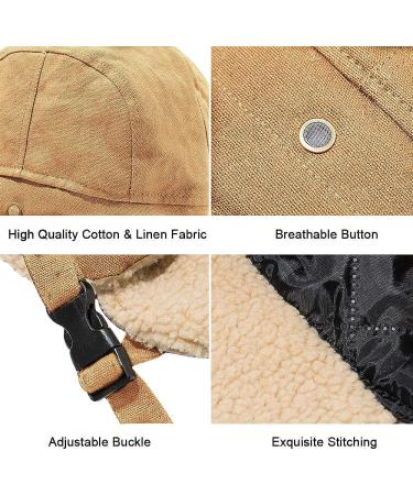 Peicees Vintage Aviator Hat and Goggles Set - Khaki Hat with Fur Ear Flaps for Men and Women - Buy Online on SooperMarket.com