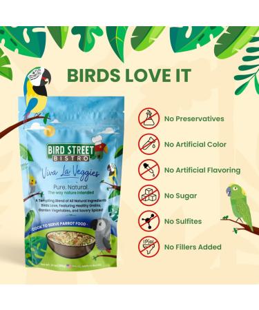 Bird Street - Parrot Food - Parakeet Food - Cockatiel Food - Cooks in 3-15 min w/ Natural & Organic Grains - Legumes - Non-GMO Fruits, Vegetables, & Health Orientated Spices  - 14 OZ - Buy Online on SooperMarket.com