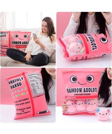 HXPLN Cute Snack Pillow Axolotl Plush with Salamander Doll - Pink Axolotl Stuffed Animal Toy for Kids - Creative Birthday Gift - Buy Online on SooperMarket.com