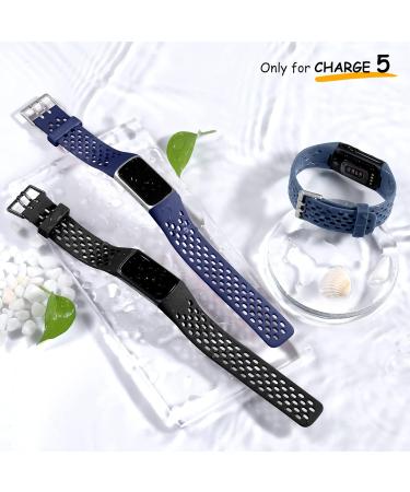 Epova 3-Piece Adjustable Waterproof Bracelet for Fitbit Charge 5 & 6 - Soft Breathable Bands for Men & Women in Black Dark Blue Blue Gray - Buy Online on SooperMarket.com