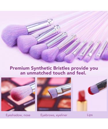 BEAKEY Travel Silicone Makeup Brush Bag 12 Pcs Set | Premium Synthetic Foundation & Eyeshadow Brushes | Portable Organizer Holder in Purple & Pink - Buy Online on SooperMarket.com
