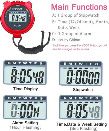 BESTWYA Digital Stopwatch Large Screen Handheld Count Up Timer - Time Calendar Clock Function (Pack of 8) - Buy Online on SooperMarket.com