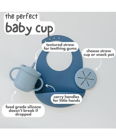 Bubba Bear Baby Cup with Straw | Weighted Sippy Cup for Babies 6+ Months | Non-Spill Bottle for Toddlers | Easy to Hold & Clean Water Bottle with Snack Pot Lid - Storm Grey - Buy Online on SooperMarket.com