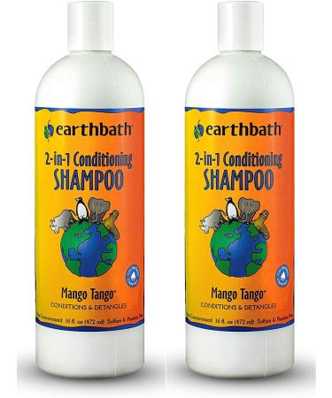 earthbath 2-in-1 Conditioning Shampoo for Pets,  Dog Shampoo and Conditioner, Conditions & Detangles, Made in USA  Mango Tango, 16oz (Pack of 2)