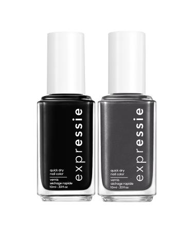 essie quick-dry nail polish  Expressie After Midnight Kit  black and charcoal gray  8-free vegan  1 kit