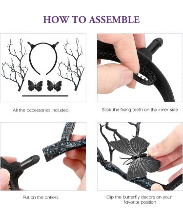 minkissy Branches Antlers Headband Halloween Horns Hairbands Animal Headband Antler Butterfly Hair Hoop Goddess Headdress Photo Prop for Halloween Cosplay Party Random Color - Buy Online on SooperMarket.com