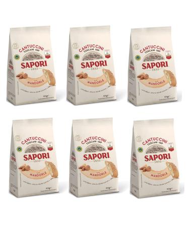 6 x Sapori Cantuccini Toscani IGP All Mandorle Almond Biscuits Biscuits Italian Tradition Italian Specialities Bag of 100 g