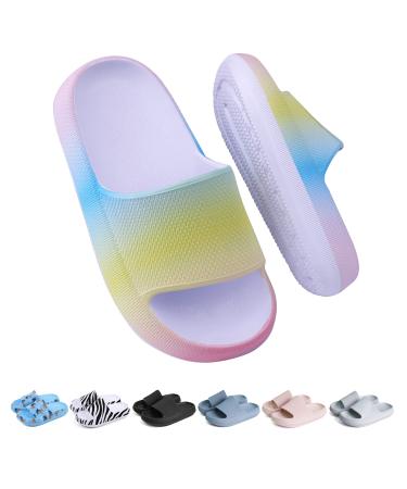 Buwege unisex kids flip-flop boy girls bathing flap cozy slides clouds splash original eva soft thick sole slide-resistant swimming pool beach bathing shoes 29-37 EU 32 EU rainbow