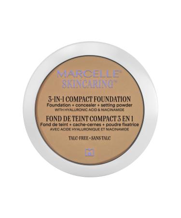 Marcelle Skincaring 3-in-1 Compact Foundation Buff Beige Matte Finish Buildable Formula Long-Lasting Vegan Cruelty-Free Hypoallergenic Talc-Free Non-Comedogenic Fragrance-Free 8.5 g