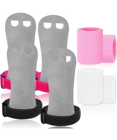 Amrta Gymnastics Grips Wristbands Sets for Girls Youth Kids 2 Pair Palm Protection Equipment with Wrist Support, Gymnastic Bar Grip Gloves Set Weightlifting Sports Workout Small Pink-Black