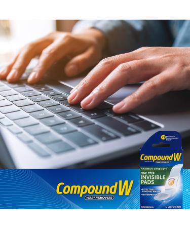 Compound W Wart Remover Maximum Stength One Step Invisible Pads - 14 Count - Salicylic Acid Wart Remover For Treatment & Common/Plantar Wart Removal One Step Invisible Pads Pads - Buy Online on SooperMarket.com