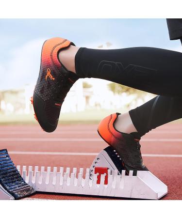 Professional Track and Field Spikes Shoes - Lightweight Racing Sneakers for Men, Women, and Kids in Black Orange - Perfect for Sprinting, Running, High Jump - Size 8.5 Women/7 Men - Buy Online on SooperMarket.com