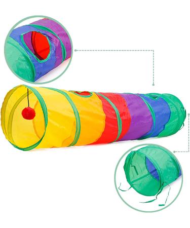 PAOPO 2-Way Collapsible Cat Tunnel Toy with Peek Hole and Ball - Interactive Cat Tube for Indoor Cats, Kittens, and Puppies - Perfect for Play and Chase - Buy Online on SooperMarket.com