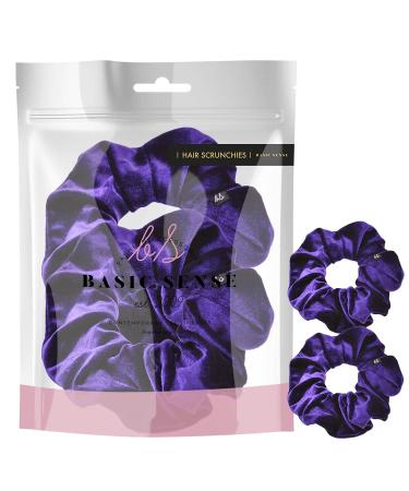 2 PCS Premium Large Hair Velvet Scrunchies Ties Bands Updo Ponytail Bobble Scrunchy Holder For Women Girl Kids Purple