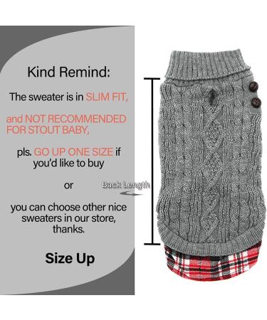 KYEESE Turtleneck Dog Sweater with Leash Hole - Gingham Knitwear for Medium Pets - Grey - Fall/Winter Warmth - Buy Online on SooperMarket.com
