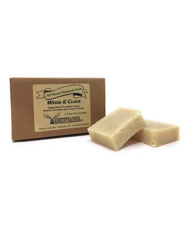 YANKEETRADERS Wood and Clove Soap - All Natural Vegan Handmade / 2 Bars