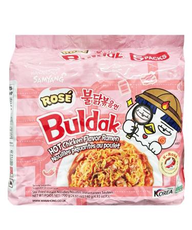 Samyang Hot Chicken ROSE Flavour Buldak Ramen Noodles - ROSE 140g (Pack of 5) HALAL