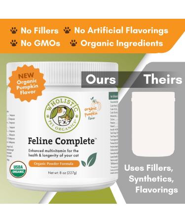 Wholistic Pet Organics Feline Complete - Organic Cat Multivitamins Powder for Immune Support & Antioxidants | Pumpkin Flavor - 4 oz - Buy Online on SooperMarket.com