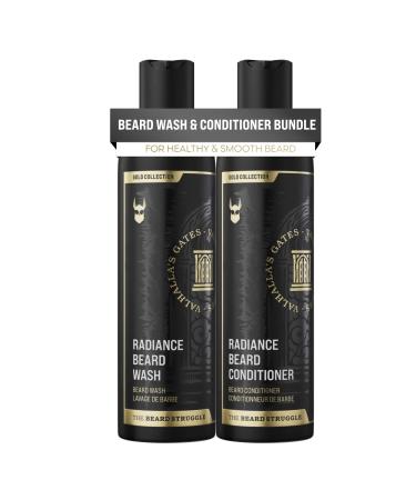 The Beard Struggle - Radiance Beard Wash & Conditioner Bundle - Gold Collection - Pack of 2 Valhalla's Gates - Nourish Cleanse Softens & Strengthens Beard - Beard Wash and Conditioner for Men