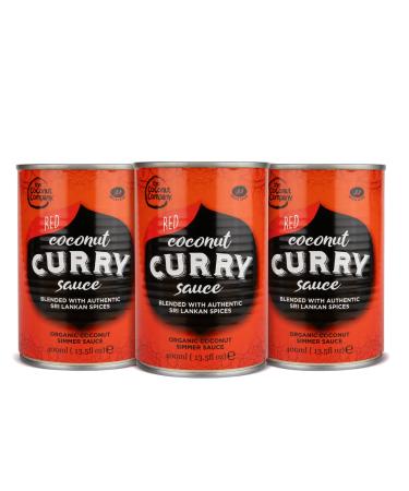 The Coconut Company Organic Red Coconut Curry Sauce Perfect for pouring over vegetables noodles or your favourite dish Spicy Taste 400ml (Pack of 3)