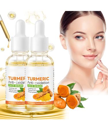 New Turmeric Serum for Dark Spots Remover Natural Turmeric Dark Spot Corrector Serum for Face Skin Care Moisturizing Serum Tumeric Oil for Acne  Dark Spots Hyperpigmentation Smooth Skin (2 PCS)